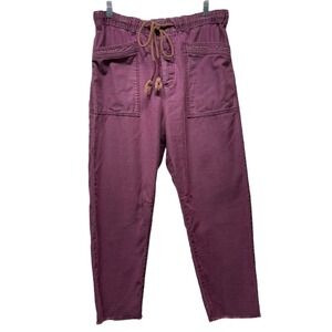 Free People Cargo Pants Women Sz M Relaxed Fit Utility Boho Drawstring Purple